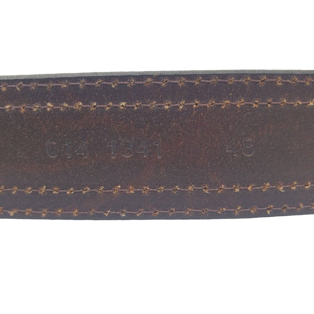 Eddie Bauer Men's Size 48 Brown Leather Stitched Belt England Designer - Picture 11 of 12
